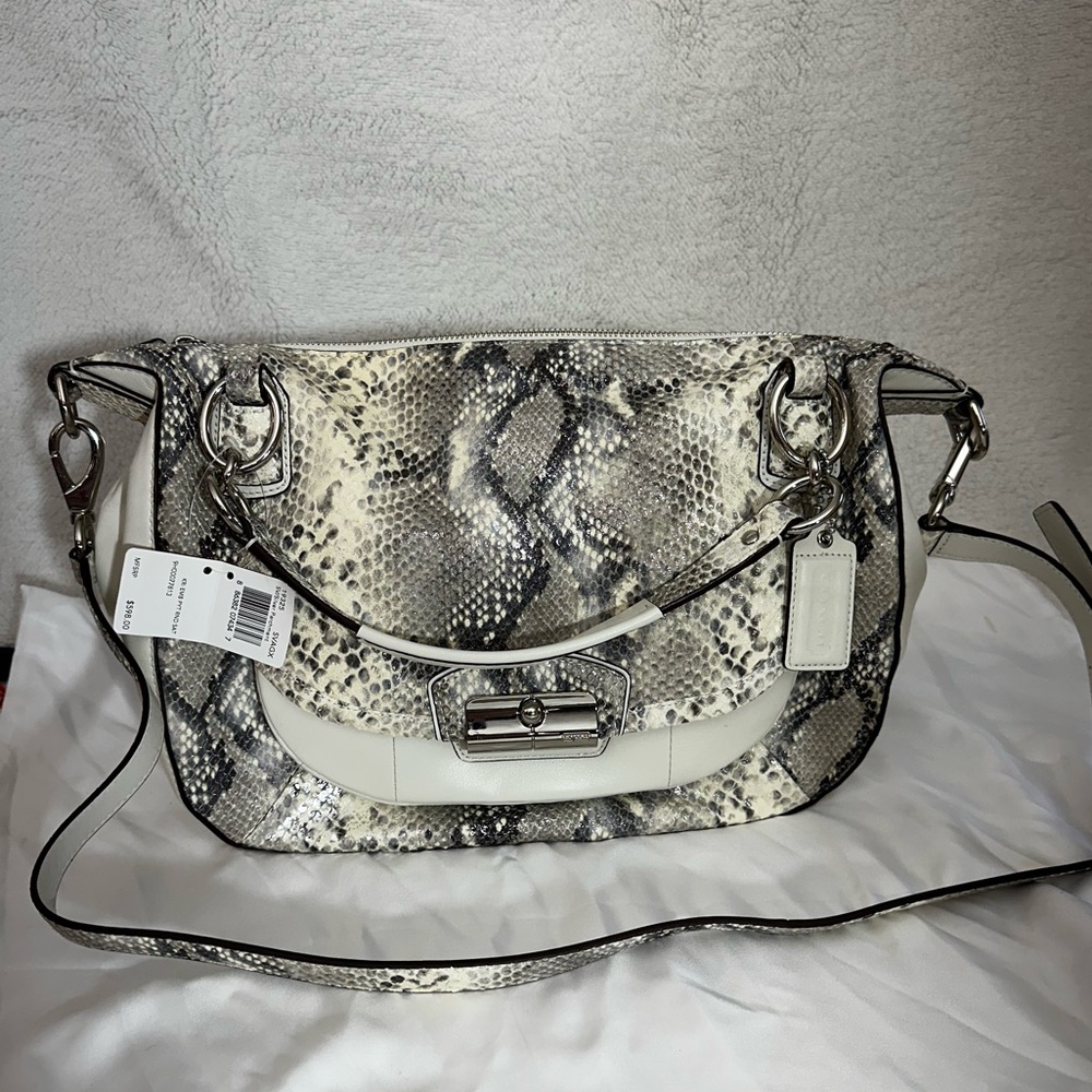 NWT Coach Kristin Python Leather Crossbody Satchel